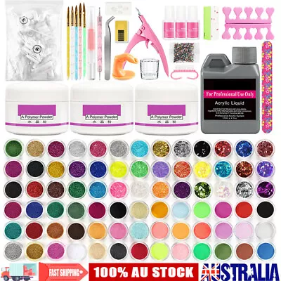 Full Acrylic Nail Art Kit Powder Liquid Nail Tips Sticeker DIY Manicure Tool Set • $35.99