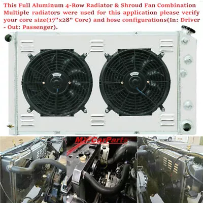 4 Row Aluminum Radiator&Shroud Fan For Cadillac OldsmobileGM Cars 28  Wide Core • $289