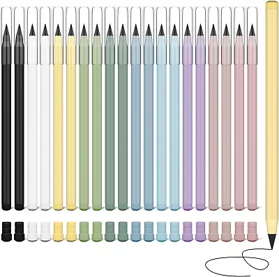 Ainiv 20 PCS Inkless Magic Pencil Everlasting Pencil Eternal With Macaron Eraser • $15.17