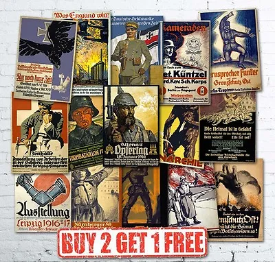 Large A2/A1 Quality Vintage German WW1 World War 1 Propaganda Military Posters • £12.95