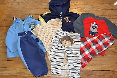 Lot Of Baby Boys Clothing  Fleece Pajamas Athletic Wear Elmo Hoodie & Outfit • $12.99