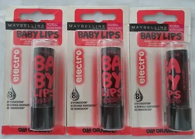 Lot Of 3 💋MAYBELLINE NEW YORK BABY LIPS Electro ( OH ! Orange!) Discontinued* • $9.99