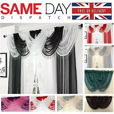 £5.98 • Buy Beaded Round Voile Net Curtain Swags Many Colours And Sizes New