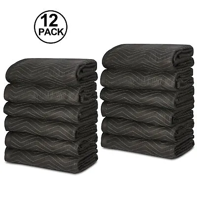 Moving Blankets (12 Pack) 72x80  65lbs Econo Professional Quilted Pads Black • $79.58