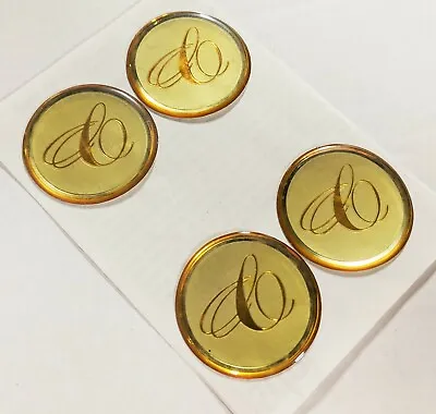4 NOS Cadillac McLean 1 3/4  Gold & Gold Wire Wheel Emblems • $39.95