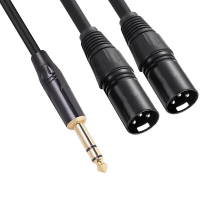 6.35mm 1/4inch TRS Male To 2 Dual XLR Male Stereo Balanced Y Splitter Cable 1-2m • $22.95