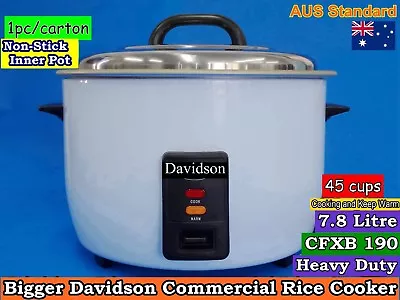 Davidson Big Commercial Rice Cooker Keep Warm 45 Cups/7.8L (15 Amp) CFXB190  • $228