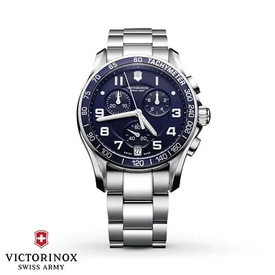 *BRAND NEW* Victorinox Chrono Classic Blue Dial Stainless Men's Watch 241497 • $500