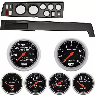 68-70 Mopar B Body Black Dash Carrier W/ Auto Meter Sport Comp Mechanical Gauges • $1069.95