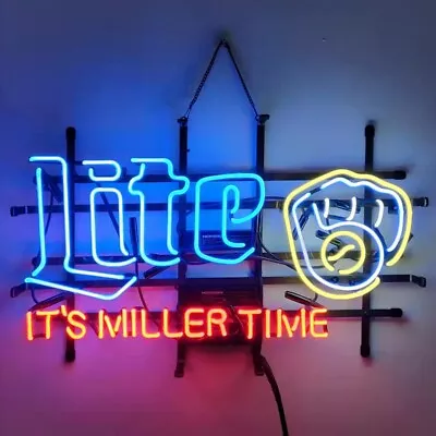 It's Miller Time Milwaukee Brewers Neon Sign 24x15 Home Bar Sport Pub Wall Decor • $211.50