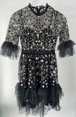 Needle & Thread Floral Black Dress UK 4 • £135