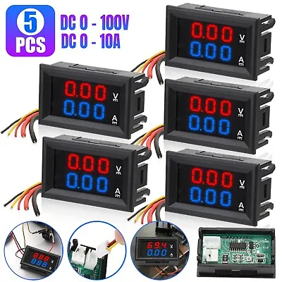 5Pcs DC 100V 10A LED Digital Voltmeter Ammeter Dual Volt Amp Meter Voltage Gauge • $14.98