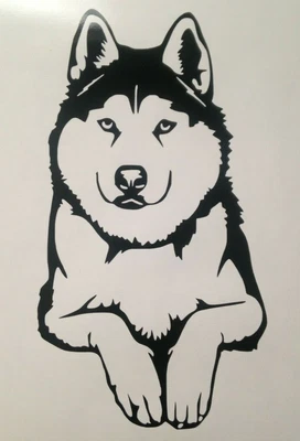 £3.50 • Buy 1x Husky Wolf Dog Vinyl Sticker Car Decal Bumper Window Craft 3.5x6.5inch Black