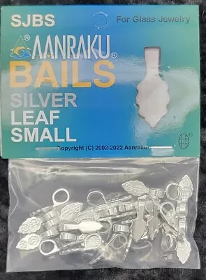 Silver Plated Jewelry Bails SMALL New Aanraku 25 Leaf Glue-On Display Fused  • $13.64