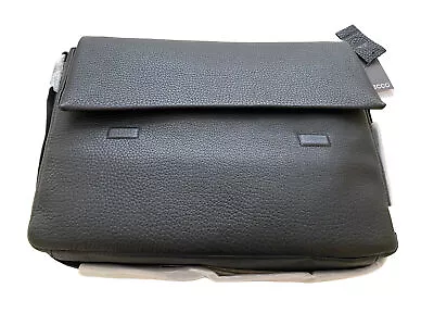 ECCO Mads Messenger Laptop Bag Case Cow Topgrain Leather Black • $189.99