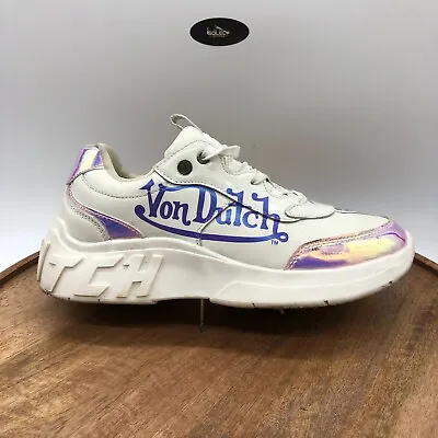 Von Dutch Vanderdutch White Iridescent Shoes Sneakers WSN714 Women’s Size 8.5 • $34.97