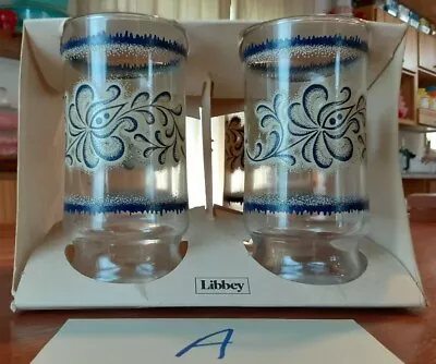 Vintage Libby Qty 4 Beverage Glasses 12.25 Oz. NIB - Pyrex Homestead Pattern- A • $45