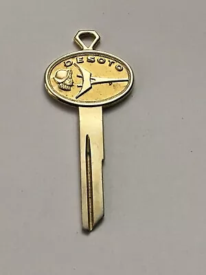 Vintage Desoto Gold Toned Blank Uncut Key Keychain Accessory Key Ring • $34.95