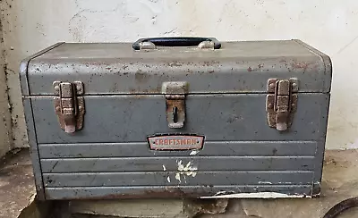 Vintage Gray Metal 18  Sears Craftsman #6500 Mechanics Toolbox Flip Lid W/Tray • $39.99