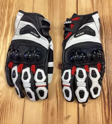 Racer Sprint Mens Leather Motorcycle Motorbike Gloves Black White Red 2XL • £10.50