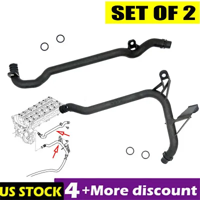 Set 2 WATER & ENGINE HEATER INLET COOLANT PIPE 11531705210 + 11537502000 For BMW • $34.99