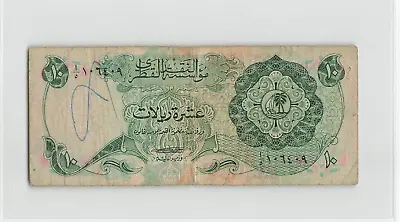 QATAR 10 Riyals 1973 P-3a First Series Circulated Note.    F2 • $25