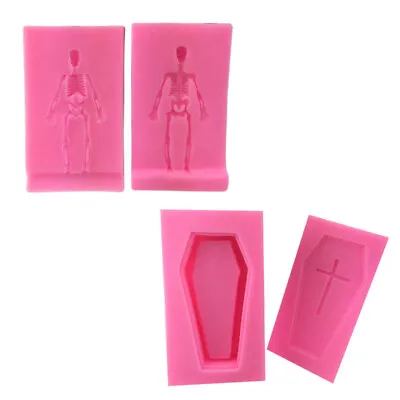 Silicone Mold Fondant 3D Halloween Skeleton Coffin Candy Cake Mould Baking Tool • £5.69