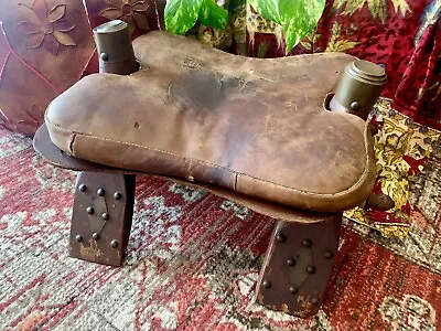 Fabulous Old Egyptian Arabian Camel Saddle Footstool Vintage Ottoman Boho Tribal • $175