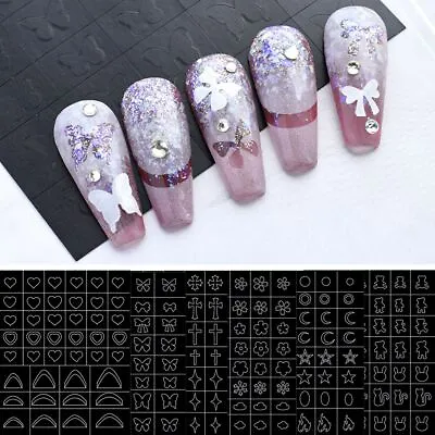 Template Nail Stamping Stickers Nail Art Airbrush Stencils Fun Prints Decals • £1.45