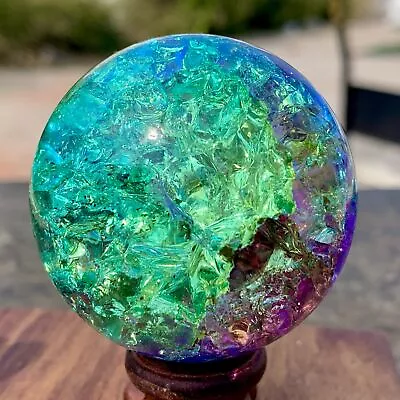 167G Beautiful Rainbow Titanium Rainbow Quartz Sphere Crystal Ball Healing • $51.75