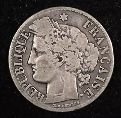 1871 A France Silver 2 Francs Ceres Type • $19.99