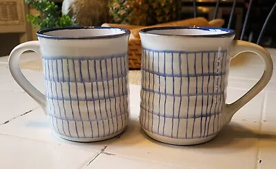 Set Of 2 MRKT Market Finds Blue And White 20 Oz Stoneware Mugs  Coffee Tea Soup • $15