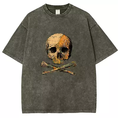 Acid Wash Vintage T-shirt Cotton Casual Tee Crew Short Sleeves For Adult S-5XL • $19.60