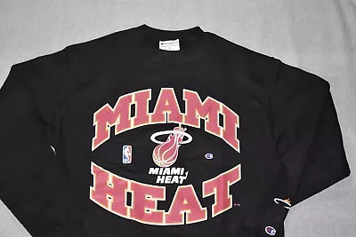 Miami Heat Vintage Crewneck Sweatshirt Champion M Black Logo Graphic Print NBA • $39.99