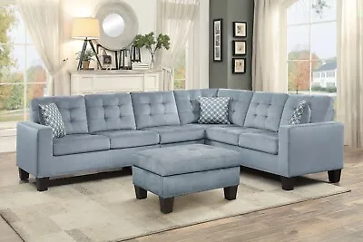 Reversible Configuration Grey Microfiber Sofa Sectional Living Room Furniture • $1299