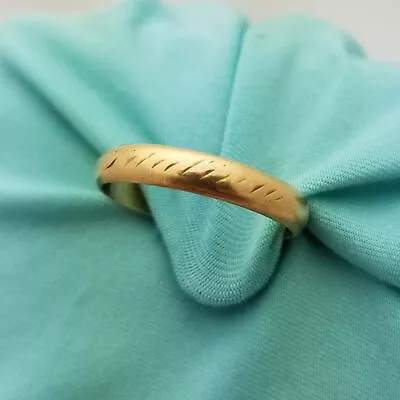 Vintage 14K Yellow Gold Etched Wedding Band-Estate-Unisex-Etched - 3mm • $159