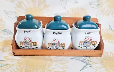 Vintage | Kitsch Boy Girl Kissing Canisters Sugar Coffee Bowls Pots With Lid Jar • $37