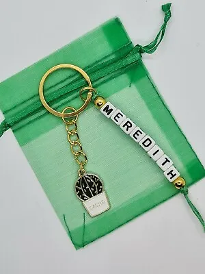 Personalised Cactus Keyring Cactus Gifts Bag Name Tag Stocking Filler Nature • £4.25