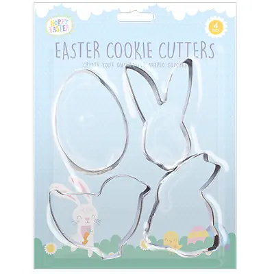 4 Pack Easter Cookie Cutter Set Bunny Chicken Egg Chick Rabbit Fondant Biscuit • £3.49