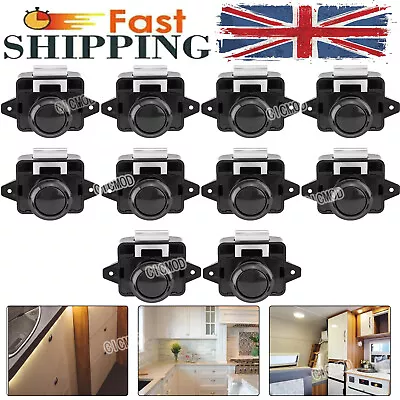 10x Push Button Drawer Cupboard Door Cabinet Catch Lock For Caravan Camper Black • £13.49