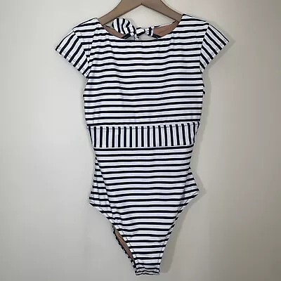 J Crew Swimsuit Womens 6 Blue White Striped One Piece Nautical Moderate Coverage • $35