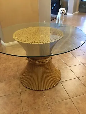 Vintage McGuire Style Mid Century Modern Bamboo Wheat Sheaf Side Table Rare Find • $285