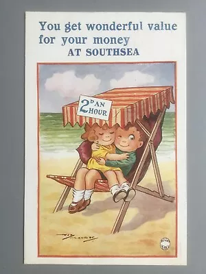 Reg Maurice 1928 Southsea Comic Postcard: Deck Chair Rental Theme Portsmouth • £3.50