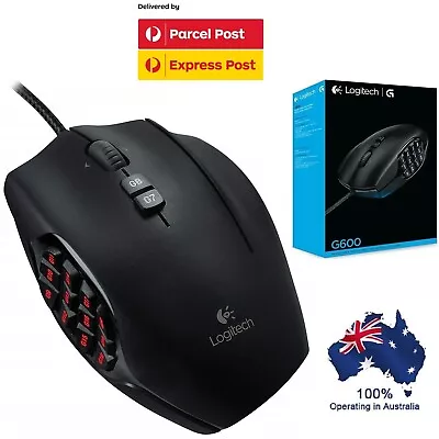 $99 • Buy Logitech Mouse Laser G600 Mmo Gaming 20 Mmo Button Usb 8200 Dpi Black 910-002864