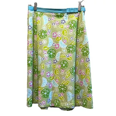 VTG Lilly Pulitzer A-line Skirt Size 6 White Label Pink Lime Aqua Lined Limes • $16.99