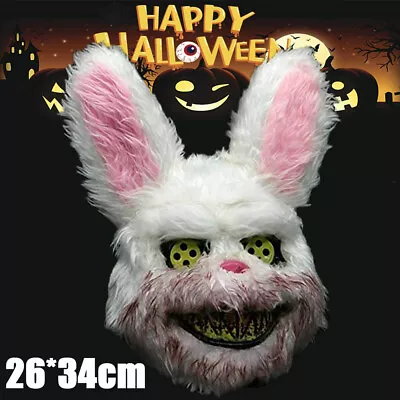 Masquerade Bloody Rabbit Bear Plush Animal Mask Costume Party Cosplay Halloween • £7.89