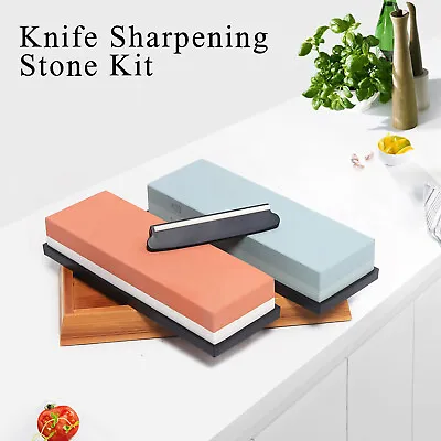 Knife Sharpening Stone Tool Whetstone Set 4 Side Grit 400/1000 3000/8000 Dual- • $20.90