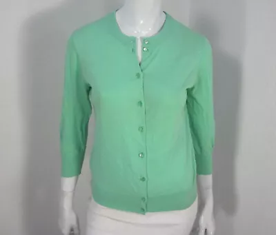 J Crew Jackie Cardigan Sweater Size M Medium Long Sleeve Crew Neck Green  • $34.99