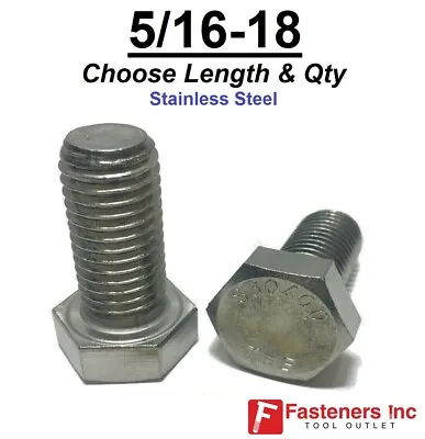5/16-18 Stainless Steel Hex Cap Screw Bolt (All Sizes & Qty's) 18-8 / 304 Grade • $12.68