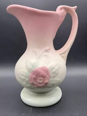 1940s Art Deco HULL ART POTTERY USA 5” Matte Pink Pitcher #128-? Vintage Floral • $9.95